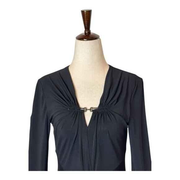 Halston Heritage Dress XS Women Stretch Matte Jersey Long Sleeve Gown‎ Cocktail - Picture 5 of 15